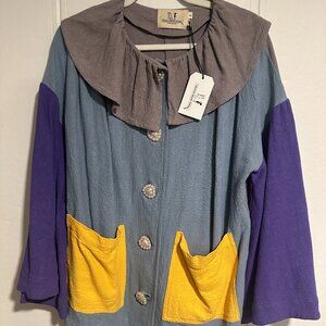 FASHION BRAND COMPANY Linen Clown Scrap Jacket Size S/M NWT